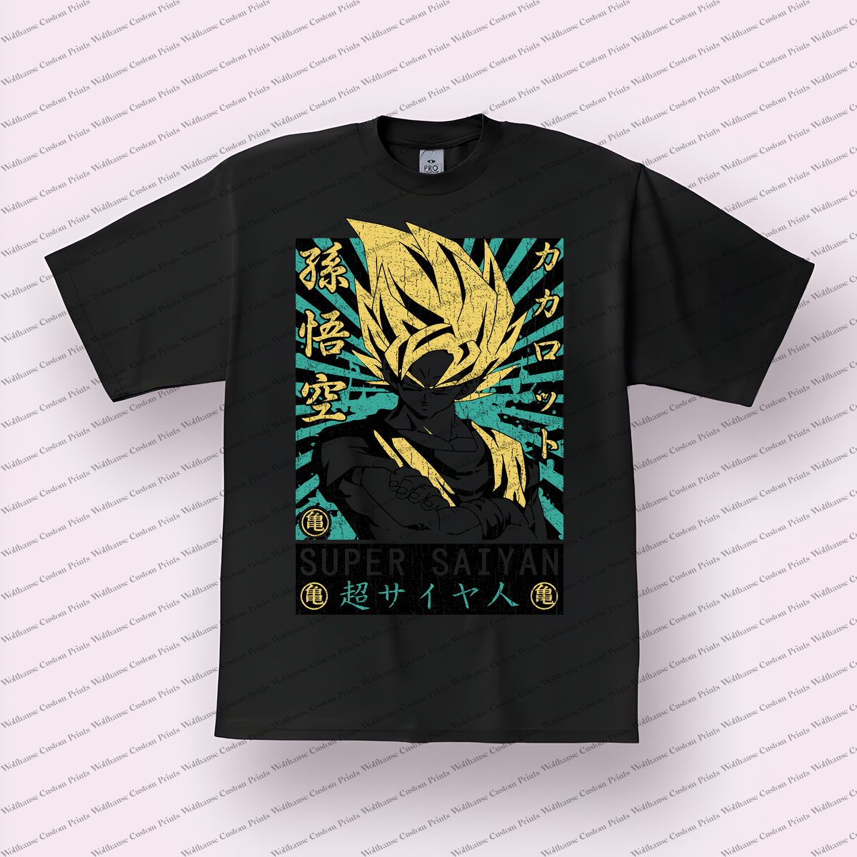 Goku Super Saiyan Silhouette Poster Distressed Anime Graphic T-Shirt