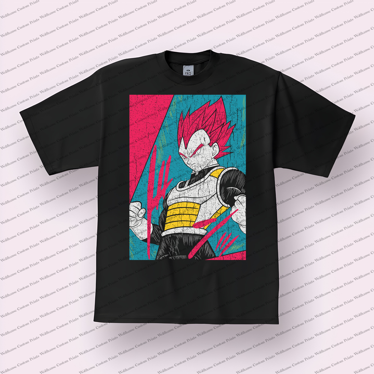 Vegeta Super Saiyan God Distressed Anime Graphic T-Shirt