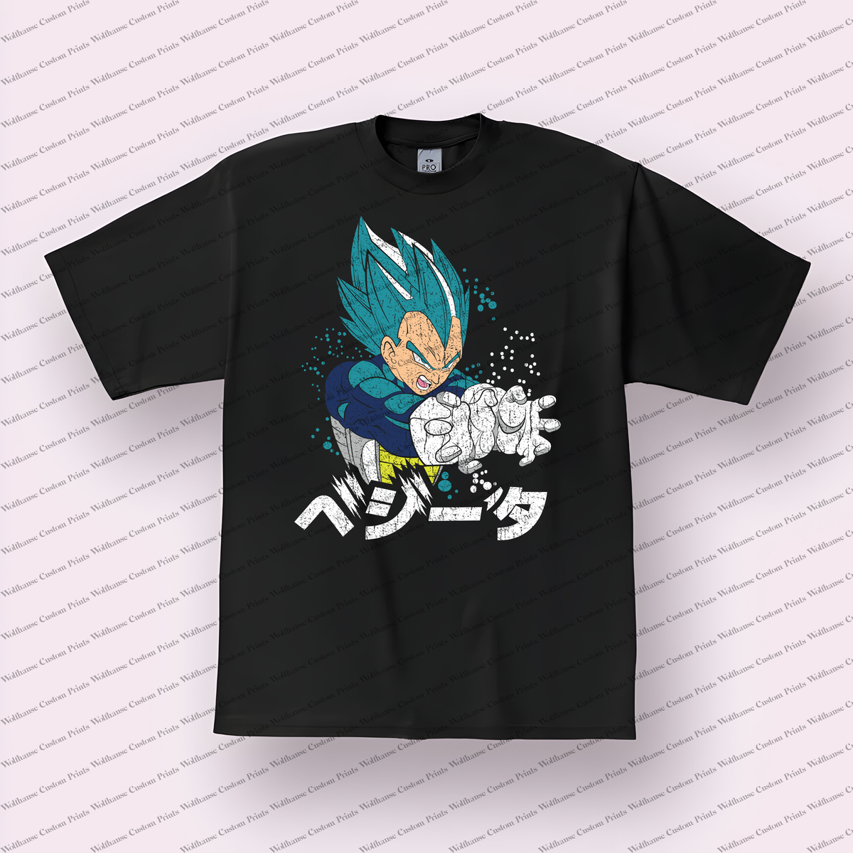Vegeta Super Saiyan Blue Energy Blast Distressed Anime Graphic T-Shirt