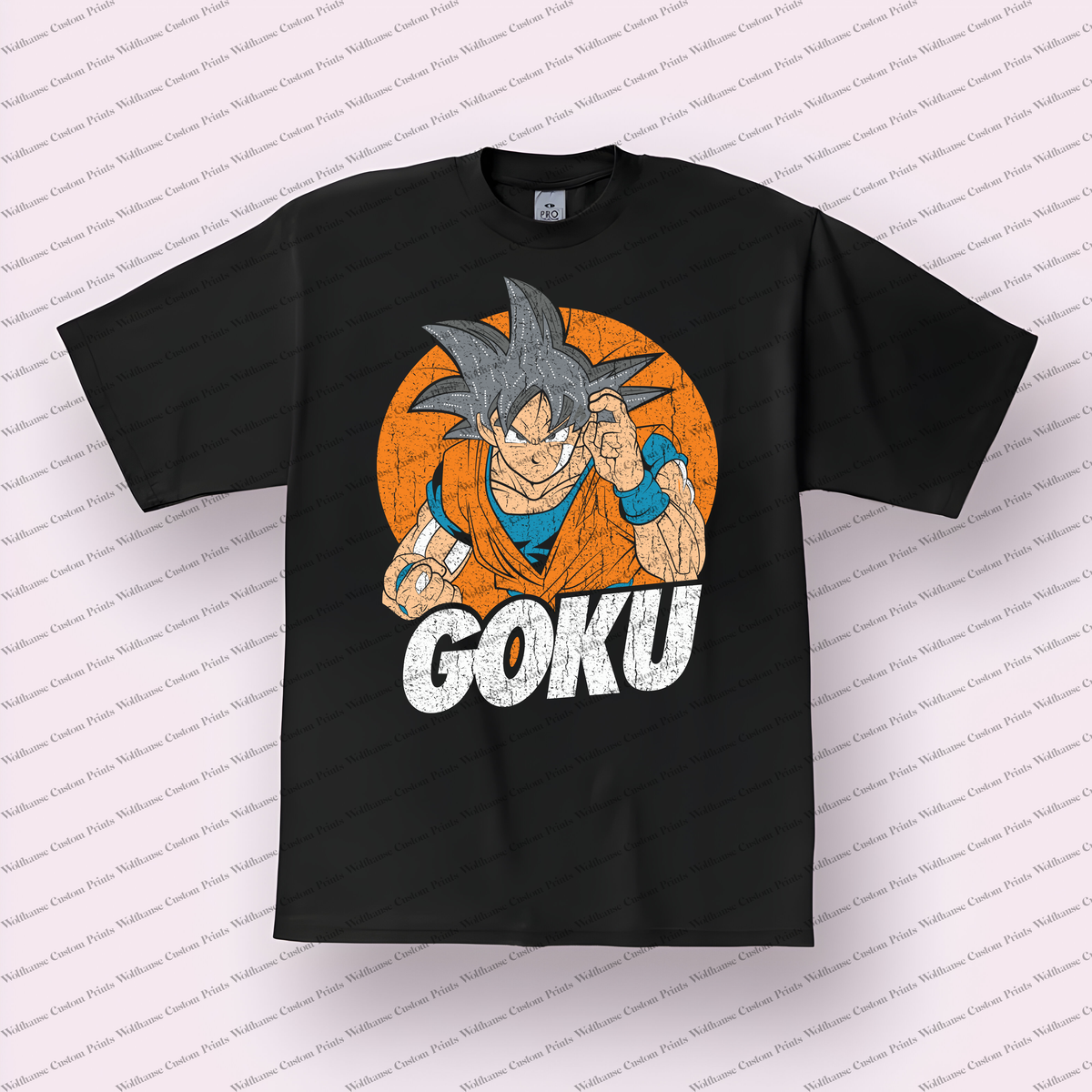Goku Ultra Instinct Portrait Orange Circle Distressed Anime Graphic T-Shirt