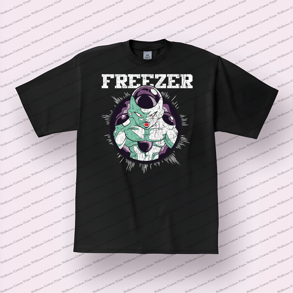 Frieza Final Form Portrait Text Distressed Anime Graphic T-Shirt