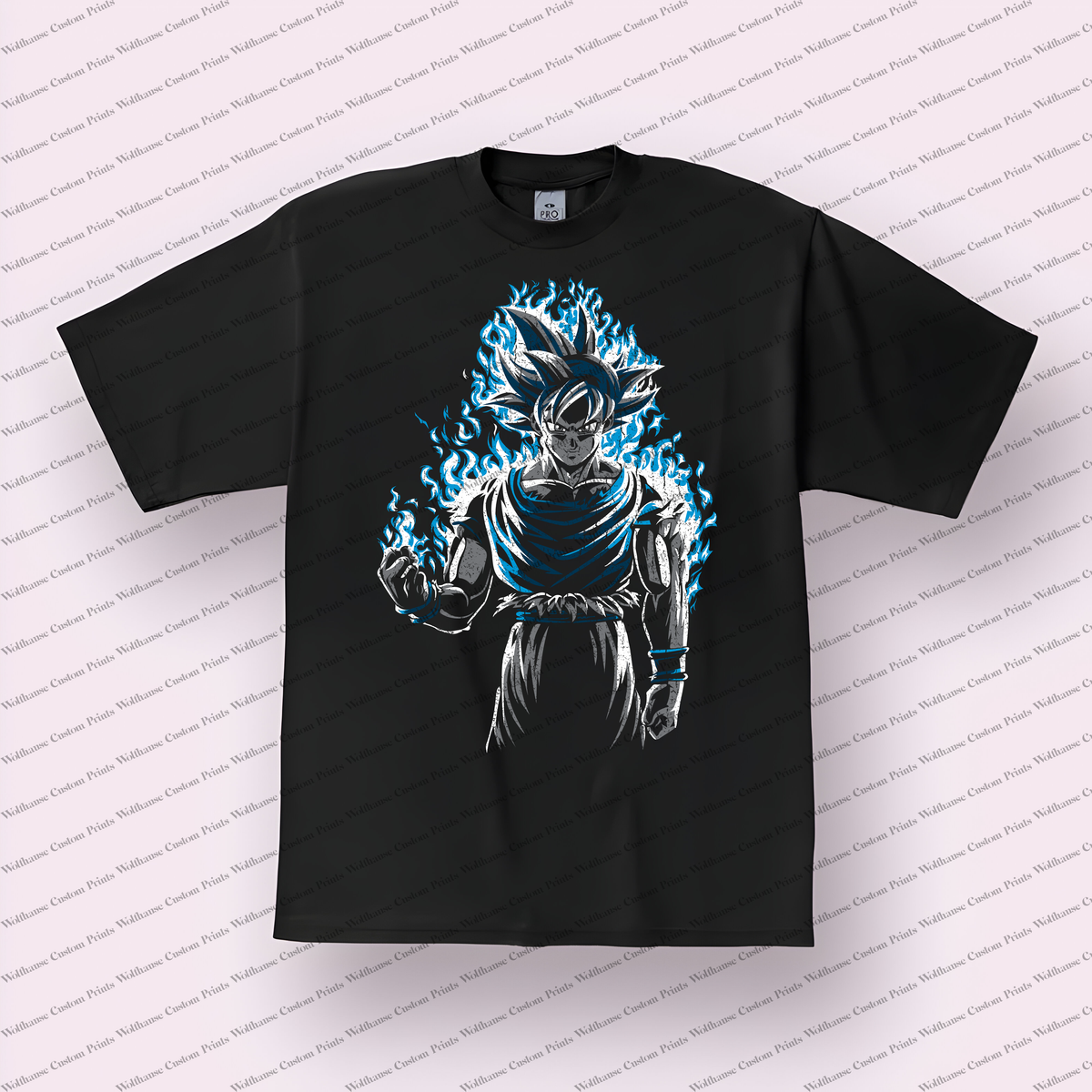 Goku Ultra Instinct Blue Aura Distressed Anime Graphic T-Shirt