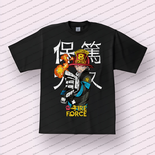 Fire Force Anime Distressed Design Graphic Tee