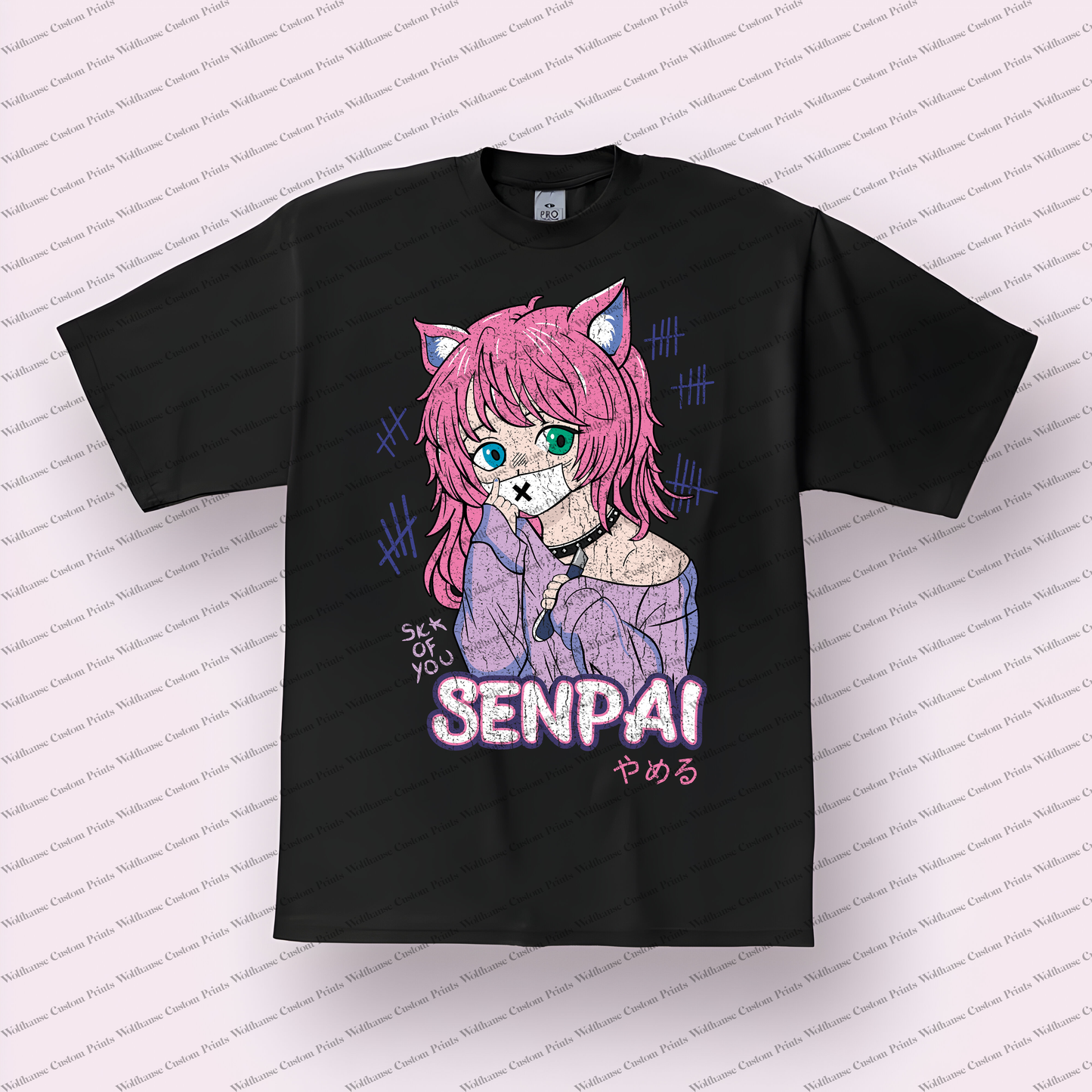 Senpai Distressed Design Graphic Tee