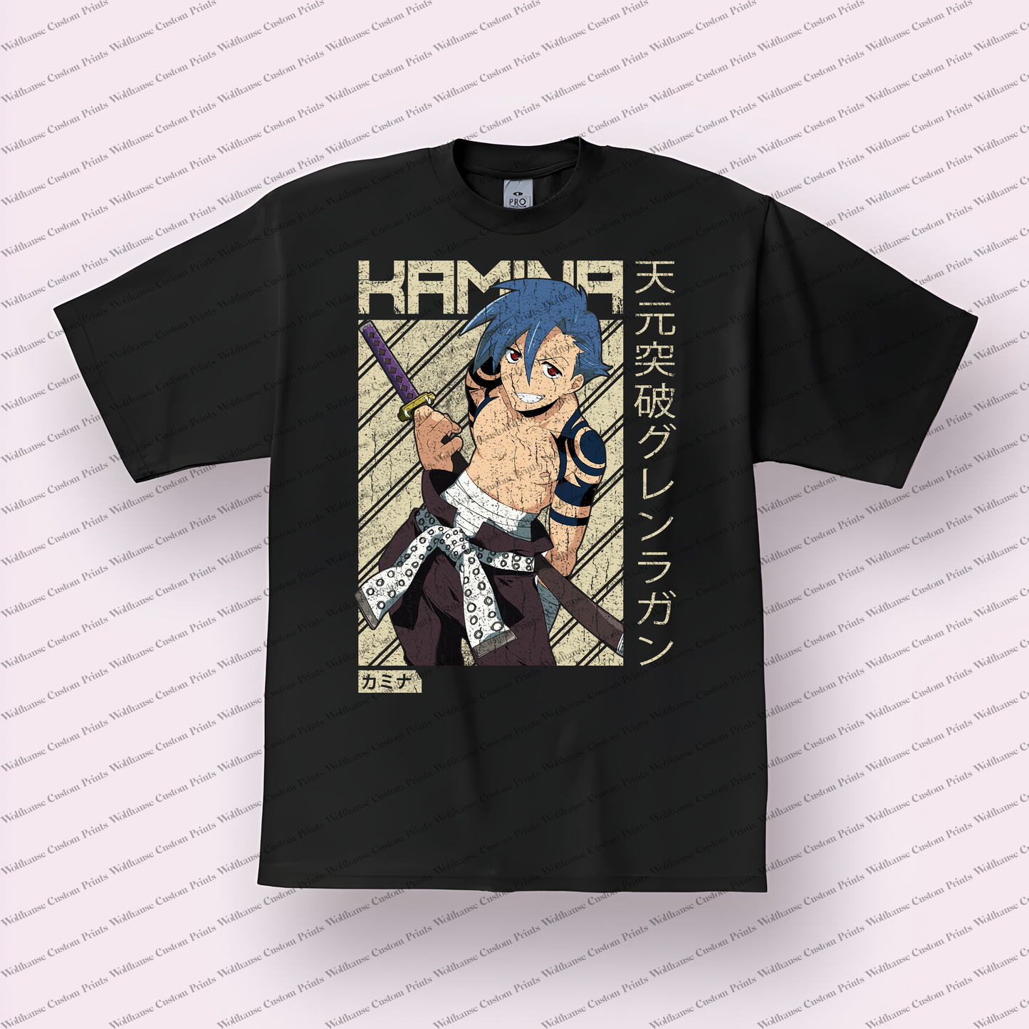 Gurren Lagann Distressed Design Graphic Tee