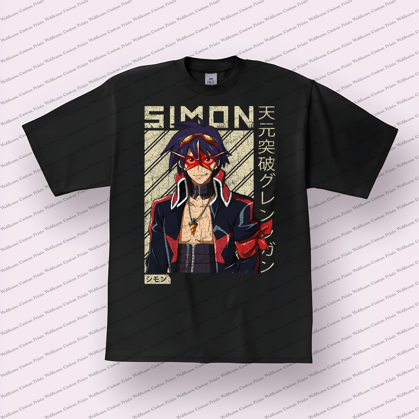 Gurren Lagann Distressed Design Graphic Tee