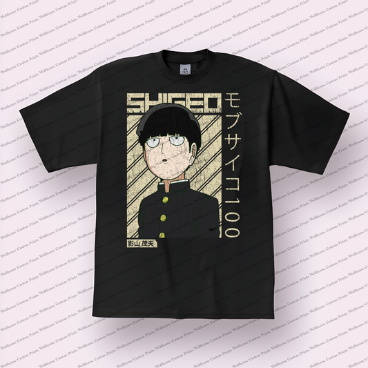 Mob Psycho Distressed Design Graphic Tee