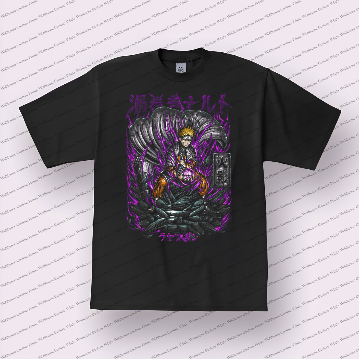 Naruto Susanoo Purple Flames Seated Distressed Anime Graphic T-Shirt
