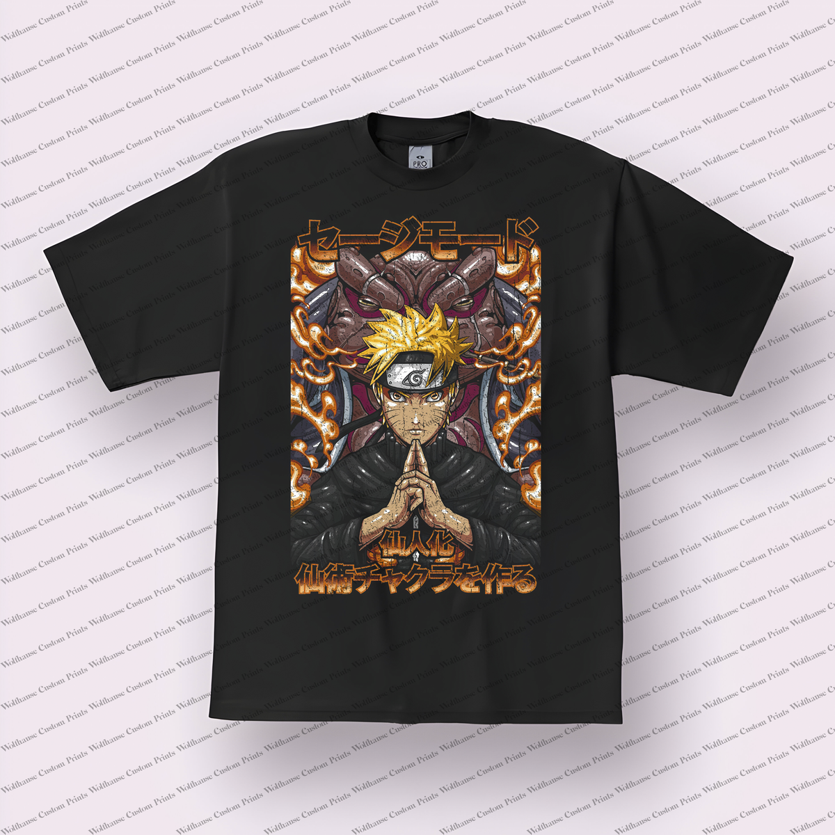 Naruto Sage Mode Hand Seals Distressed Anime Graphic T-Shirt