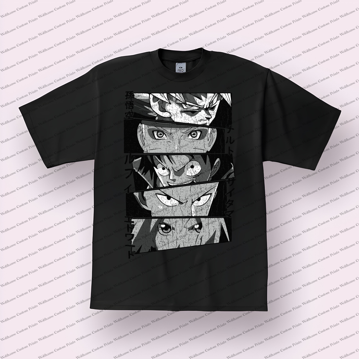 Naruto Stacked Faces Manga Panels Distressed Anime Graphic T-Shirt