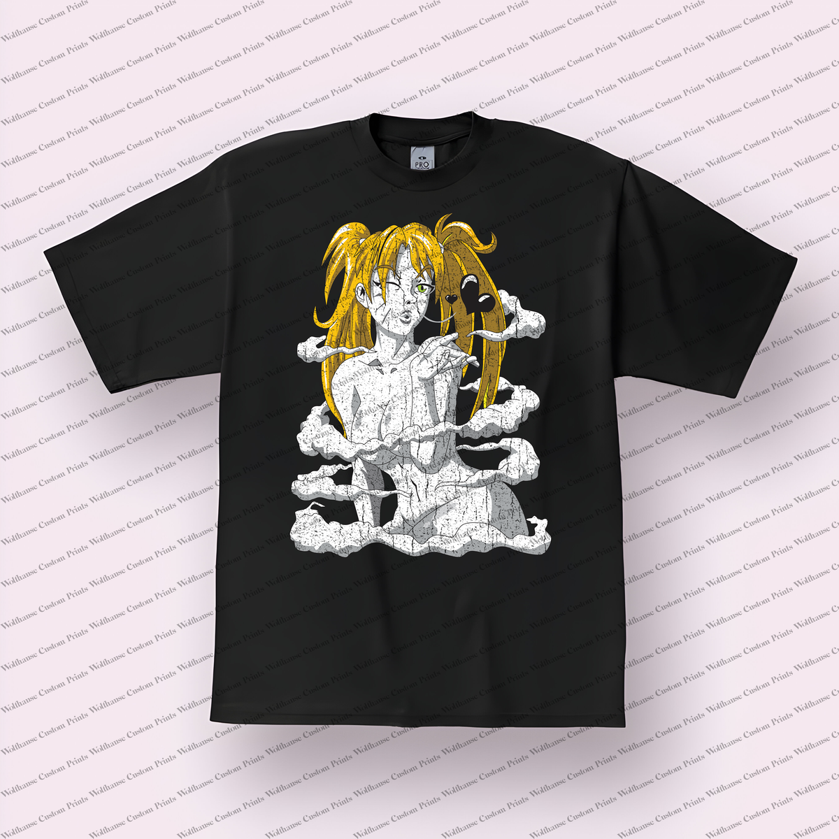 Naruto Sexy Jutsu Blonde Clouds Distressed Anime Graphic T-Shirt