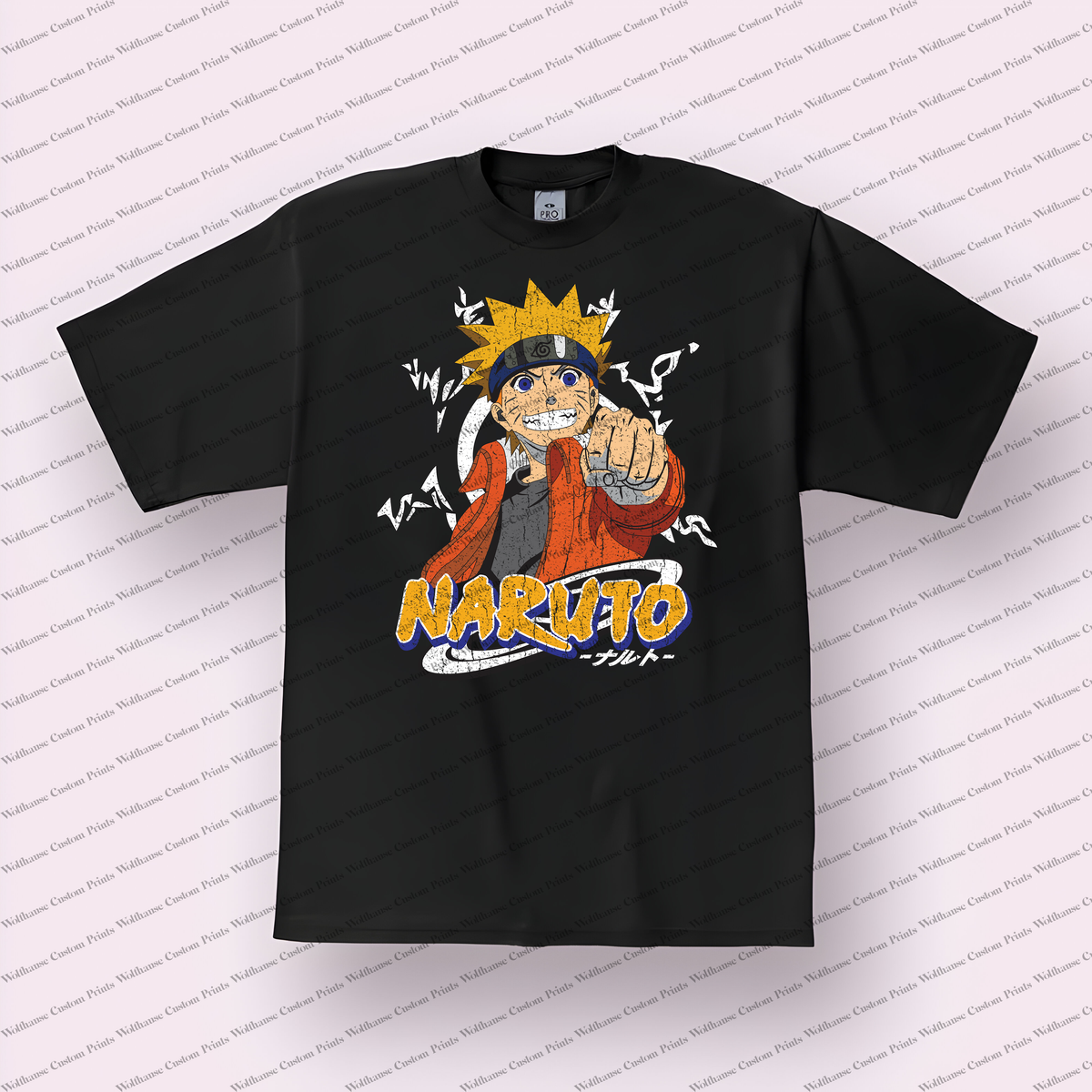 Naruto Classic Pointing Pose Distressed Anime Graphic T-Shirt