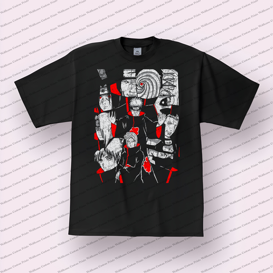 Akatsuki members Group Collage Distressed Anime Graphic T-Shirt