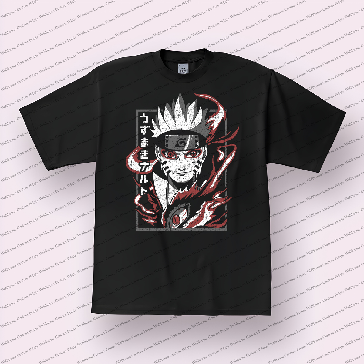Naruto Sage Mode Flaming Portrait Distressed Anime Graphic T-Shirt