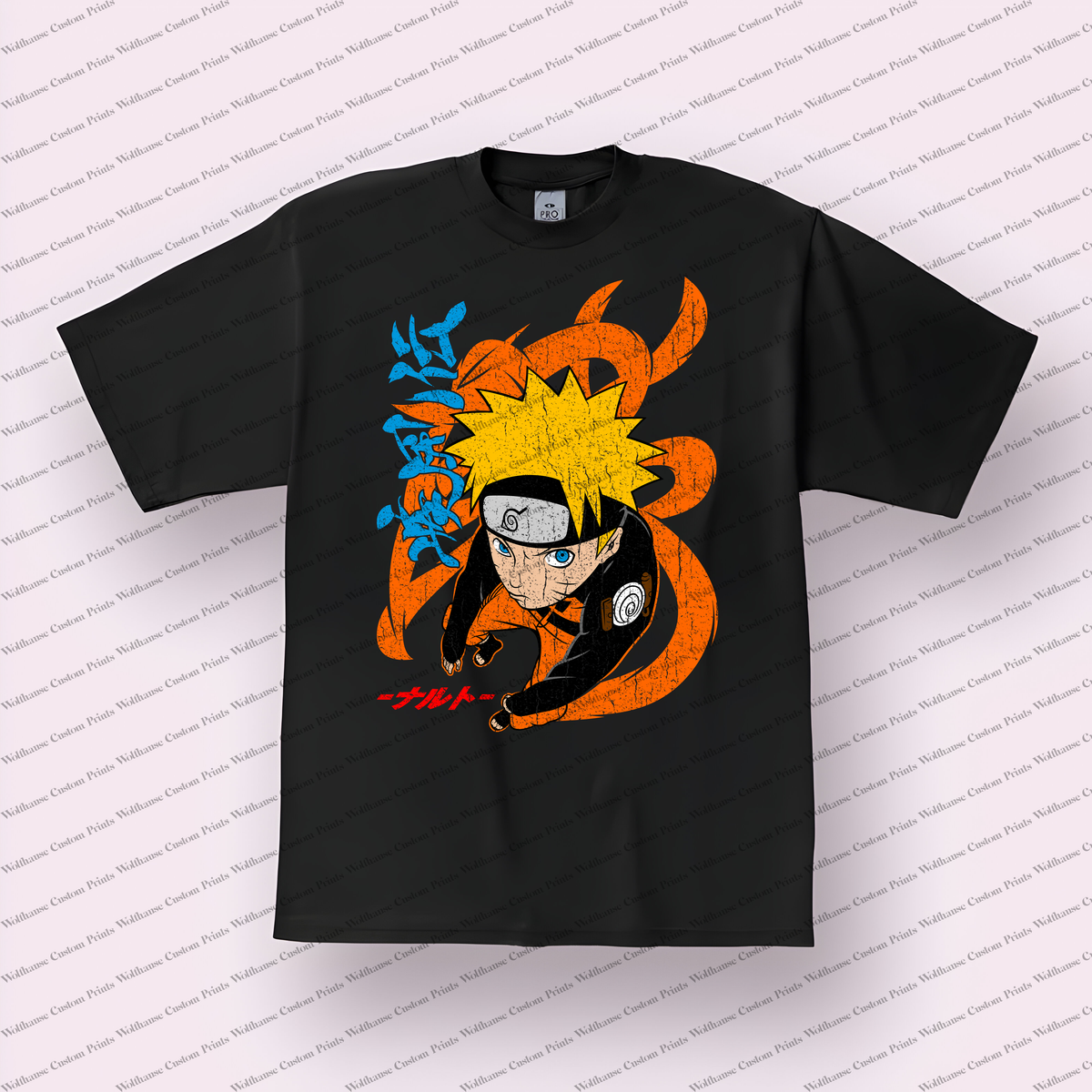 Naruto Nine Tails Chakra Running Distressed Anime Graphic T-Shirt