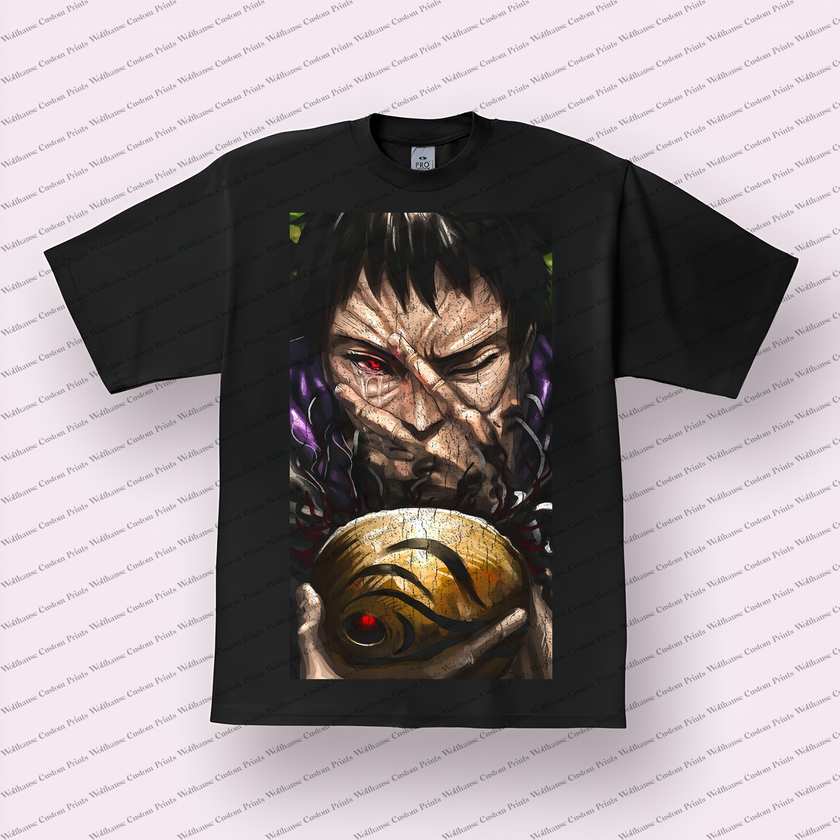 Obito Masked Face Hand Sharingan Distressed Anime Graphic T-Shirt