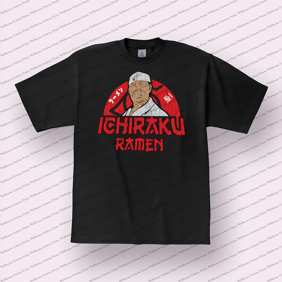 Teuchi Ichiraku Ramen Shop Owner Distressed Anime Graphic T-Shirt