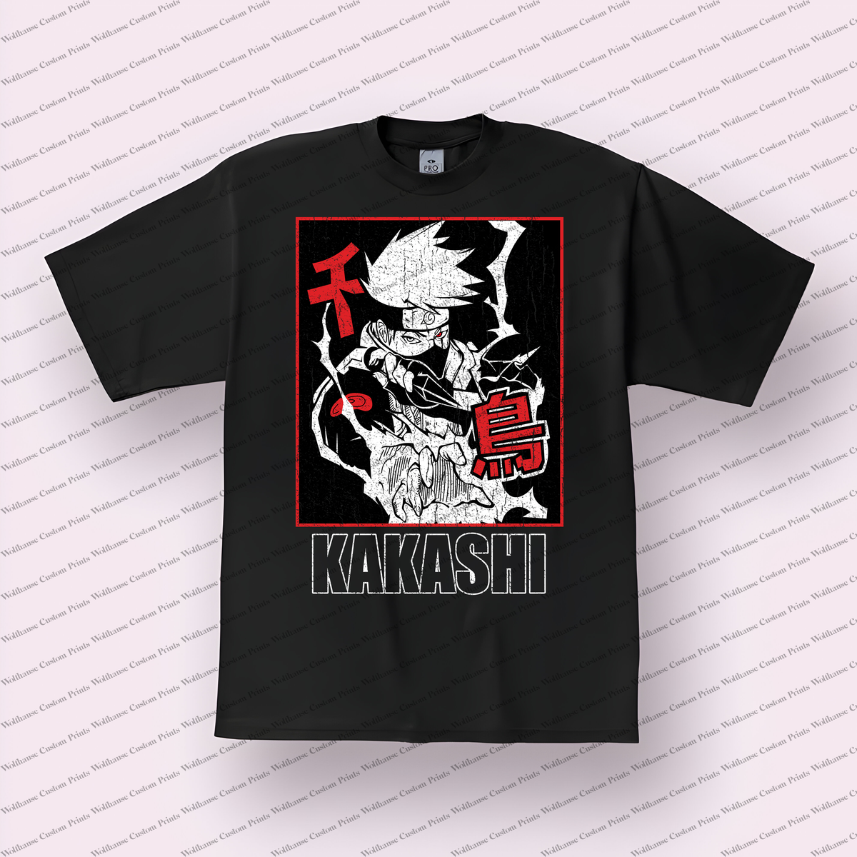 Kakashi Chidori Lightning Attack Distressed Anime Graphic T-Shirt