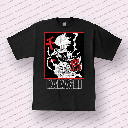 Kakashi Chidori Lightning Attack Distressed Anime Graphic T-Shirt