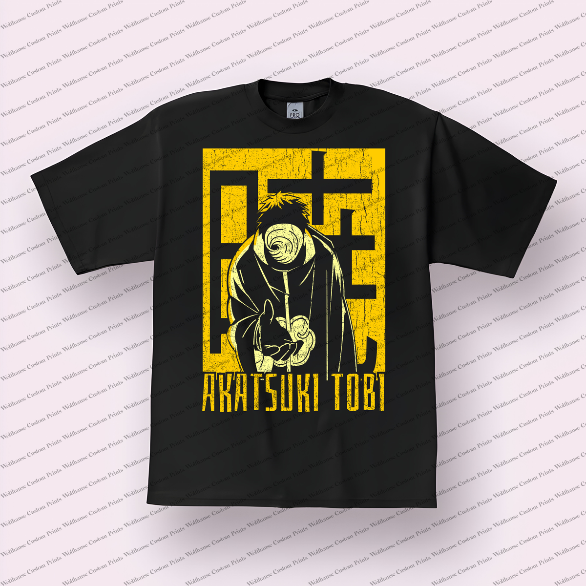 Tobi Akatsuki Yellow Black Distressed Anime Graphic T-Shirt