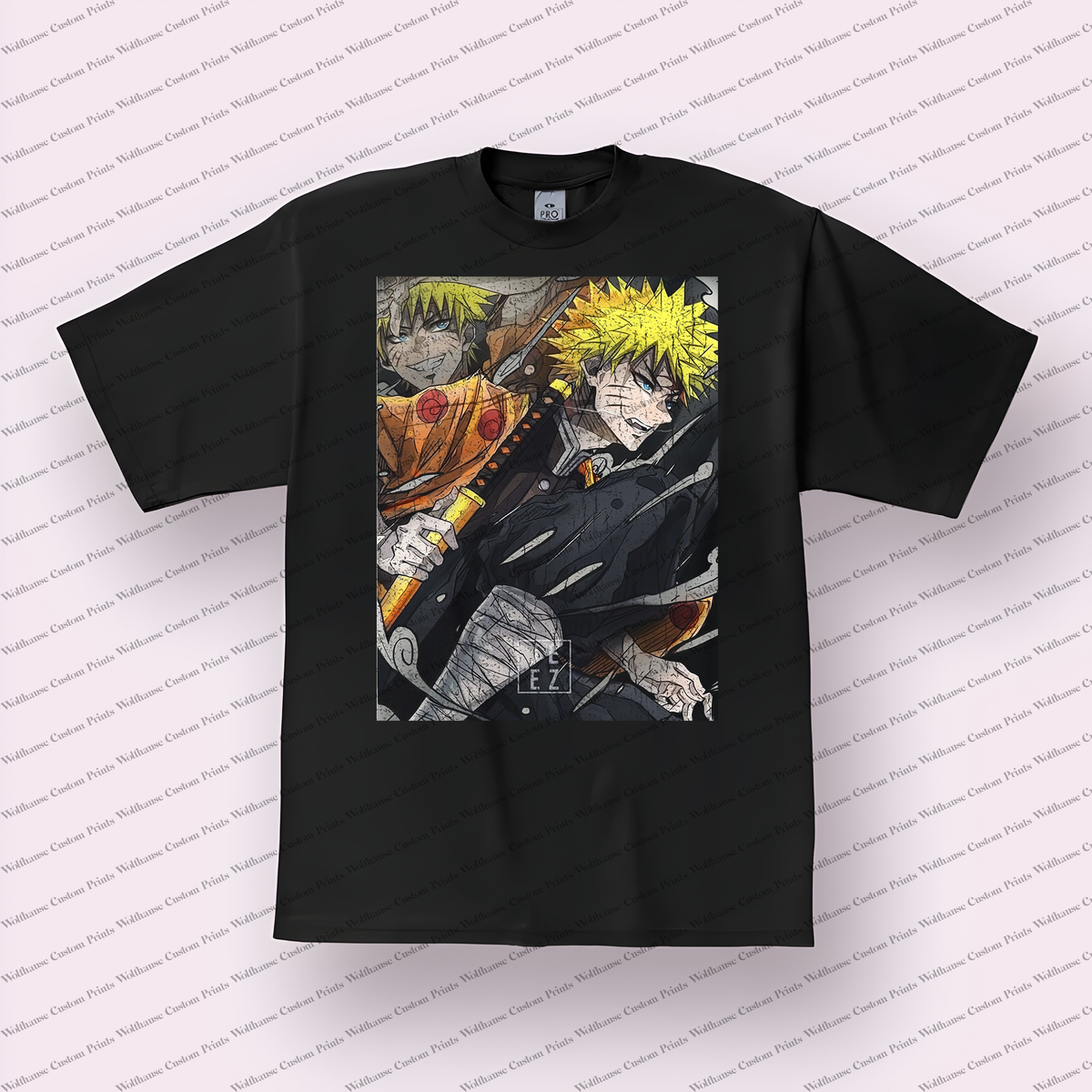 Naruto Dual Blonde Portrait Duo Distressed Anime Graphic T-Shirt