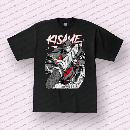 Kisame Text Shark Sword Distressed Anime Graphic T-Shirt