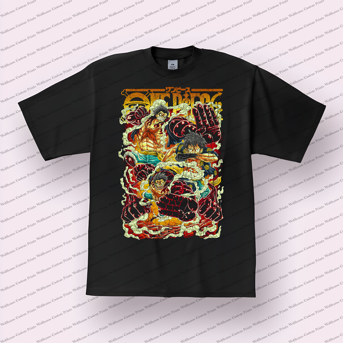 Luffy Gear Fourth Collage Big Fists Distressed Anime Graphic T-Shirt