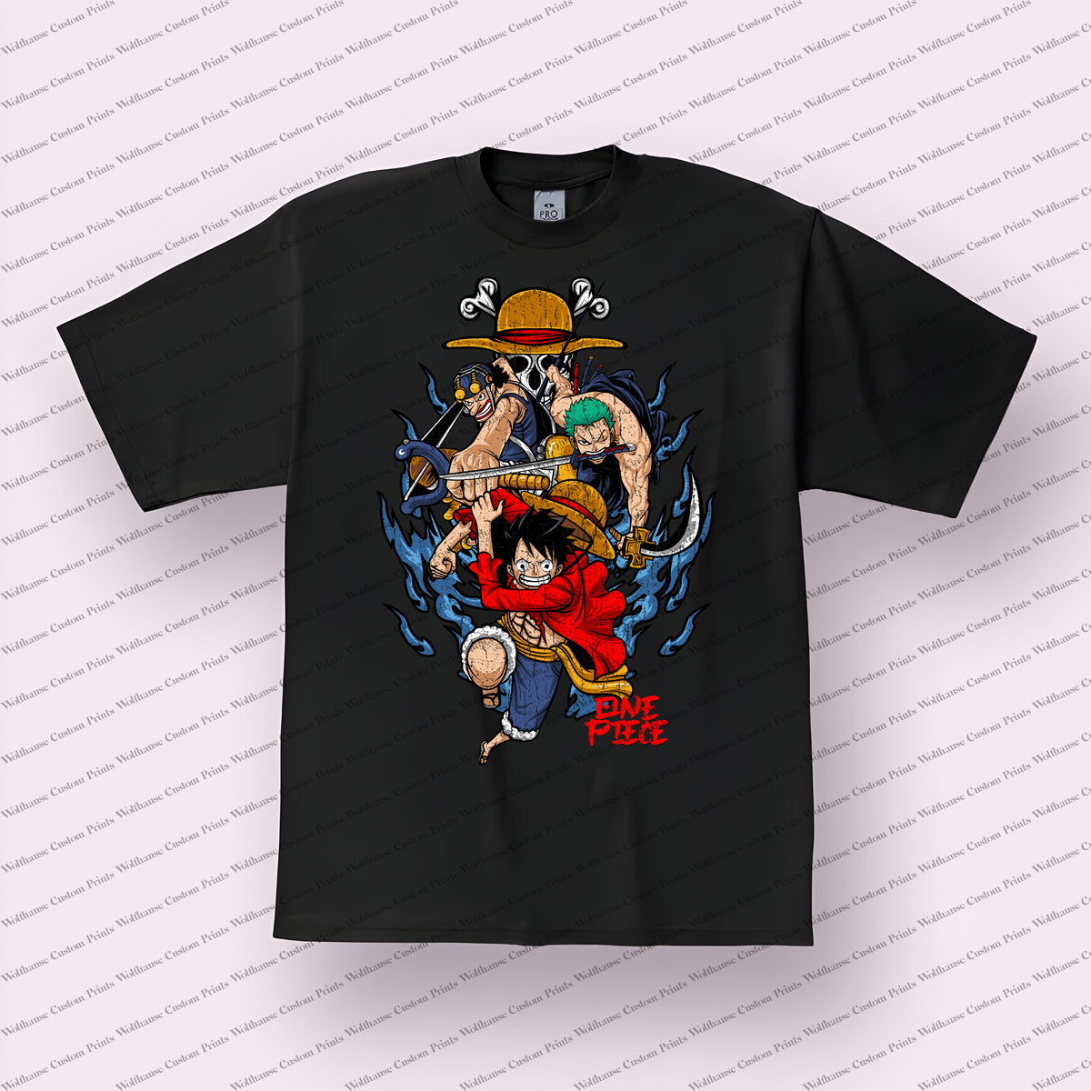 Straw Hat Crew Collage Crew Group Straw Hat Skull Distressed Anime Graphic T-Shirt