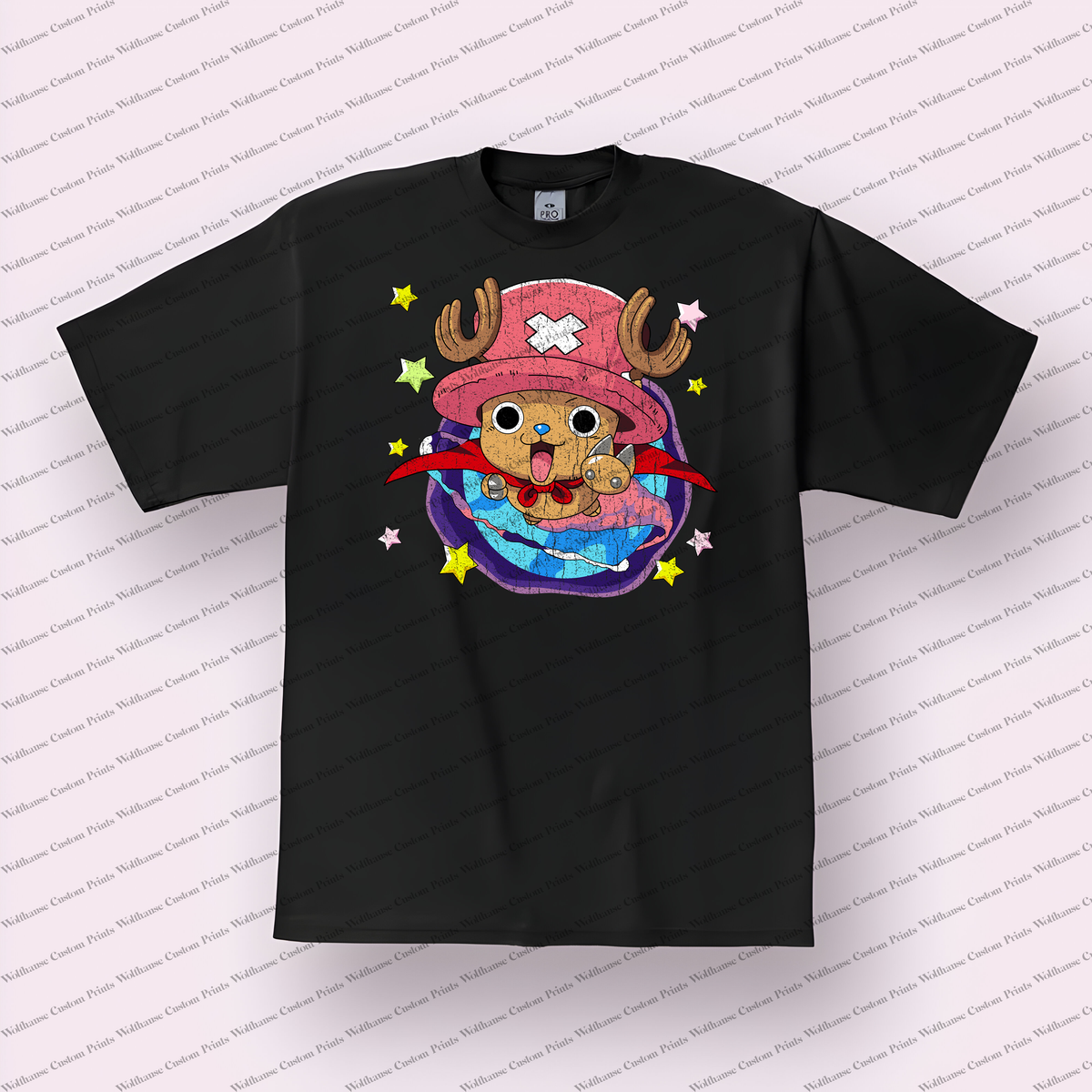 Chopper Cute Starry Portrait Distressed Anime Graphic T-Shirt