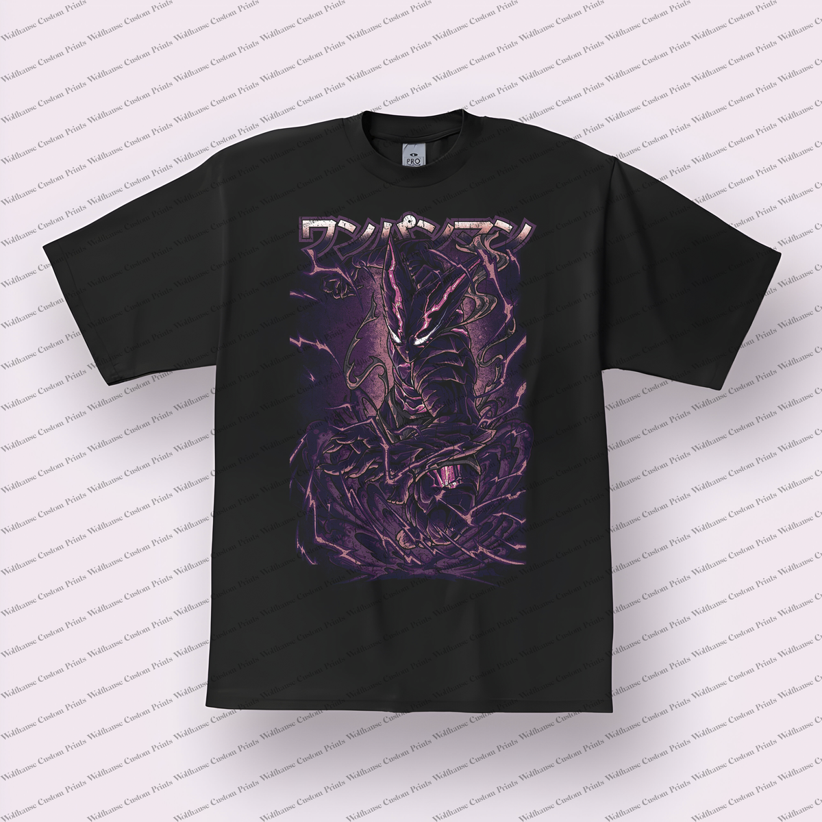 Luffy Dark Hooded Silhouette Purple Distressed Anime Graphic T-Shirt