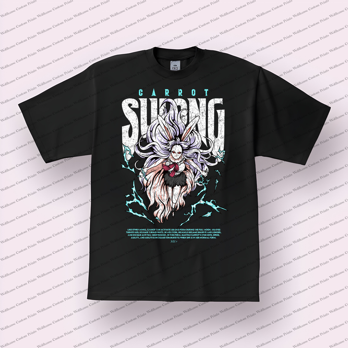 Carrot Sulong Form Lightning White Distressed Anime Graphic T-Shirt