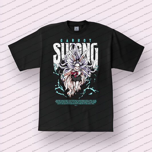 Carrot Sulong Form Lightning White Distressed Anime Graphic T-Shirt
