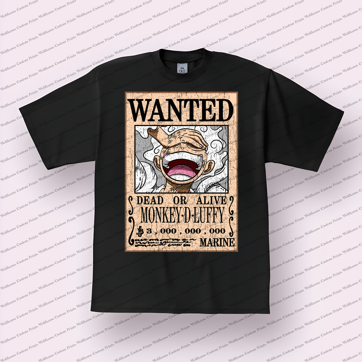 Luffy Wanted Poster Gear 5 Laughing Distressed Anime Graphic T-Shirt