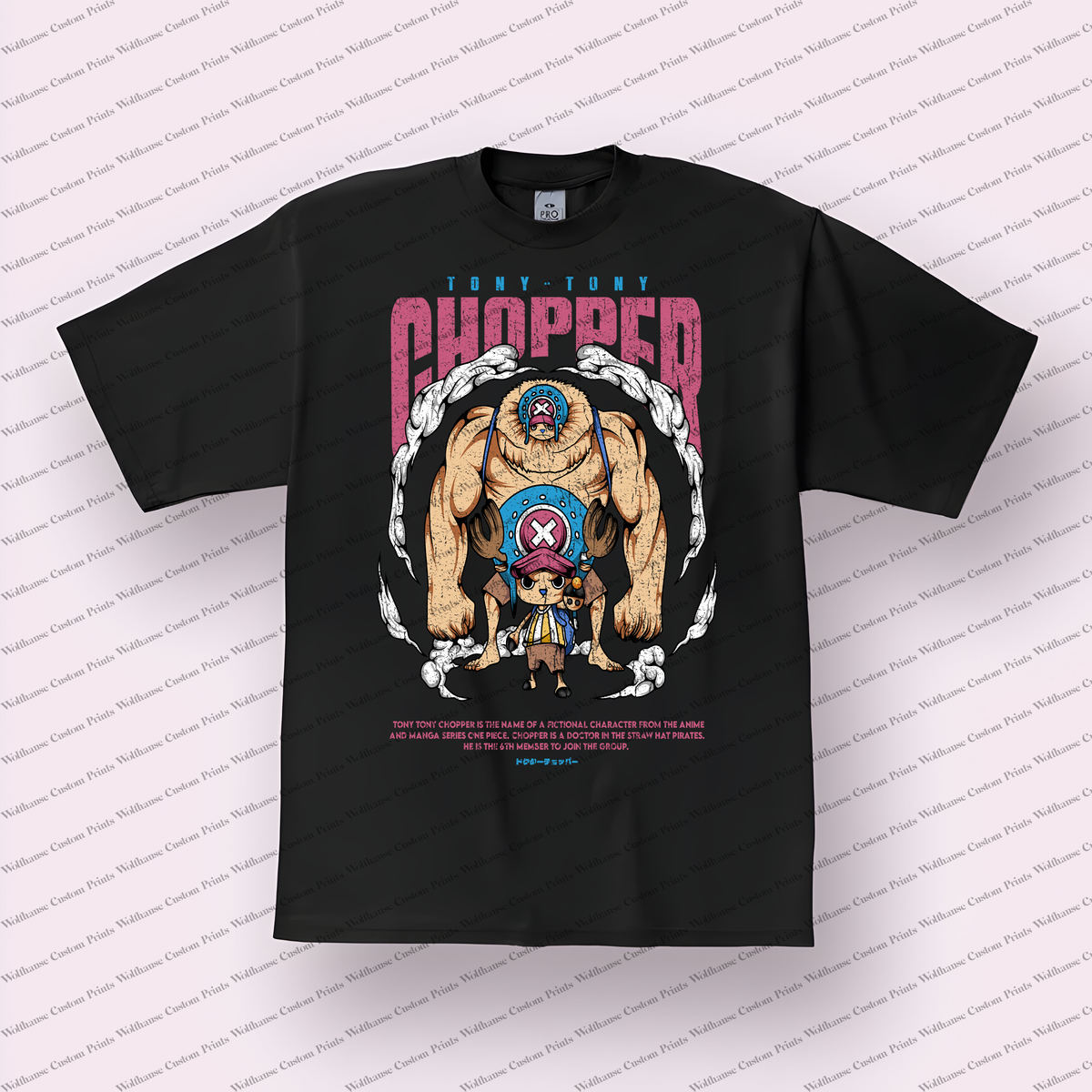 Chopper Monster Point Pink Distressed Anime Graphic T-Shirt