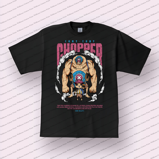 Chopper Monster Point Pink Distressed Anime Graphic T-Shirt