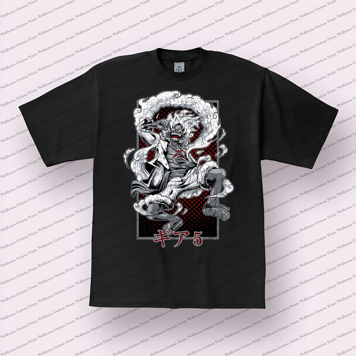 Luffy Gear 5 Laughing Clouds Distressed Anime Graphic T-Shirt