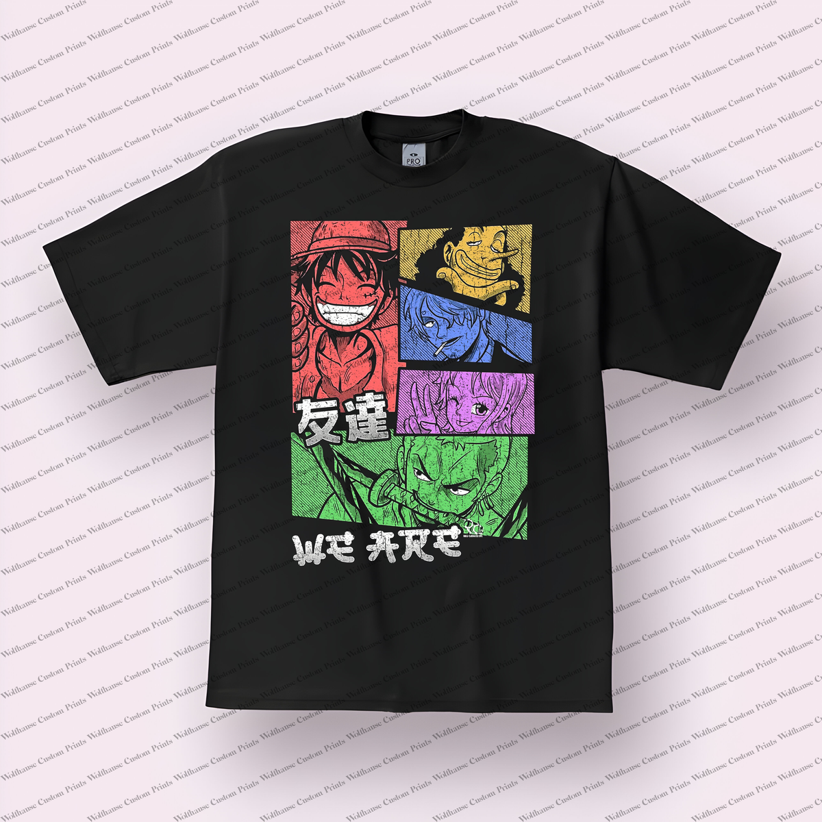 Straw Hat Crew Collage WE ARE Friends Collage Distressed Anime Graphic T-Shirt