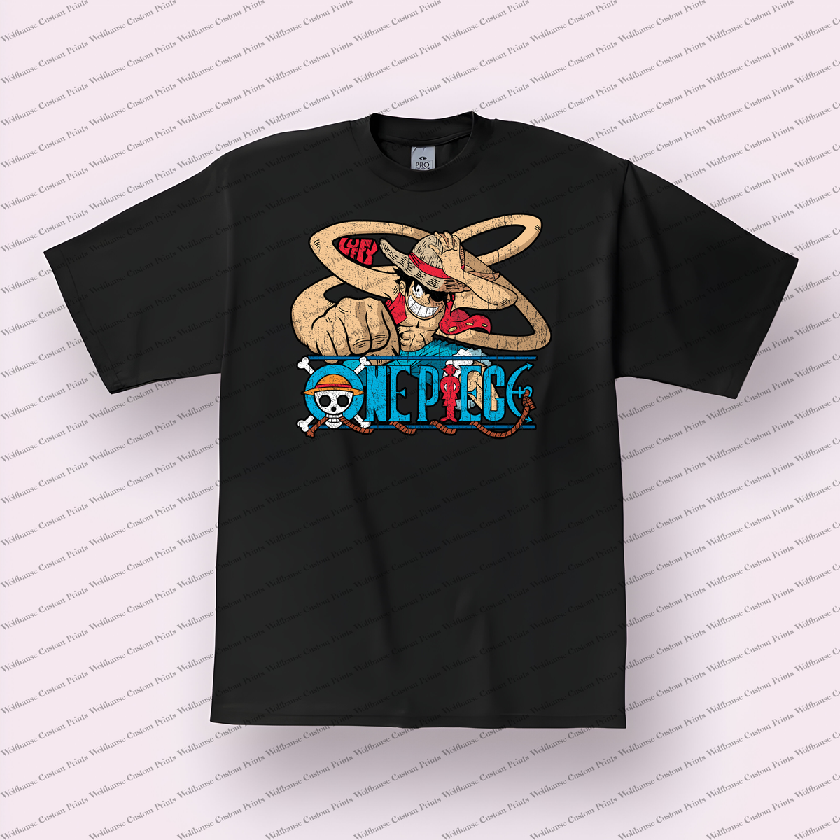 Luffy Rubber Planet Ring Distressed Anime Graphic T-Shirt