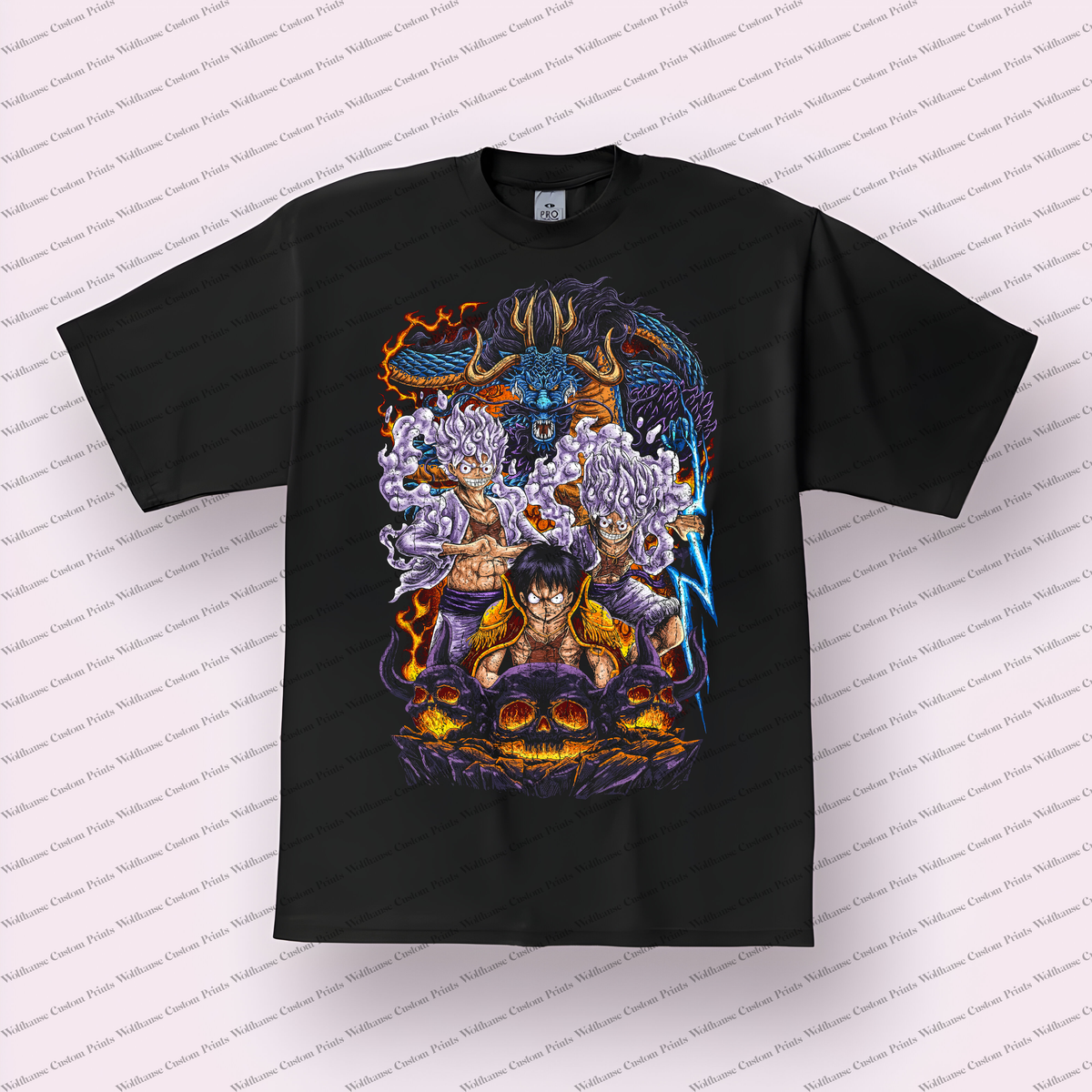 Luffy Gear 5 Kaido Dragon Distressed Anime Graphic T-Shirt