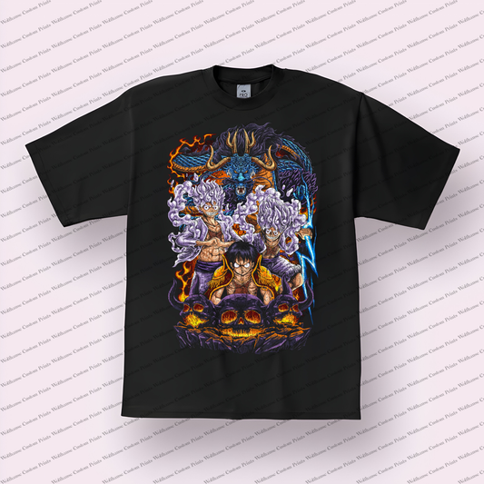 Luffy Gear 5 Kaido Dragon Distressed Anime Graphic T-Shirt