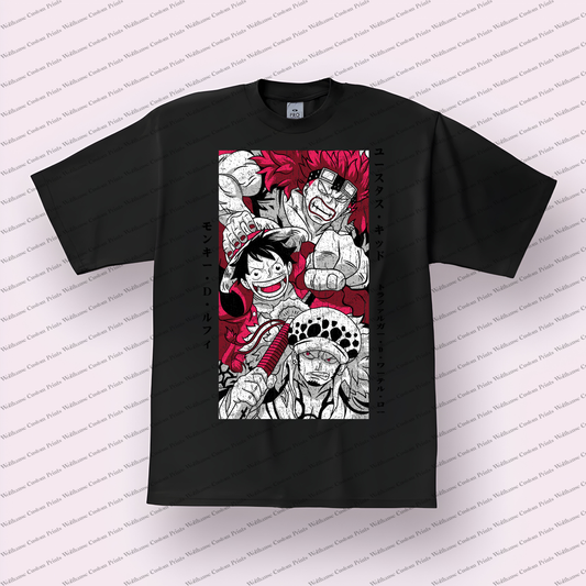 One Piece Distressed Design Graphic Tee