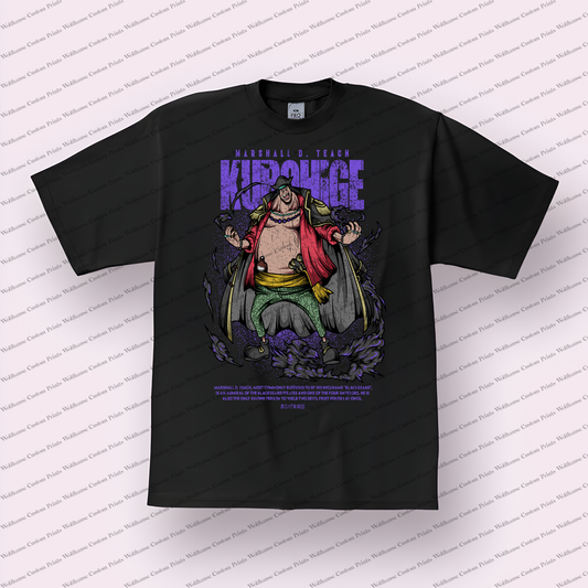 Blackbeard Full Body Purple Distressed Anime Graphic T-Shirt