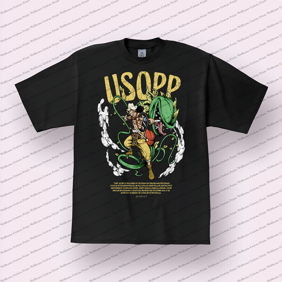 Usopp Slingshot Plant Monster Distressed Anime Graphic T-Shirt