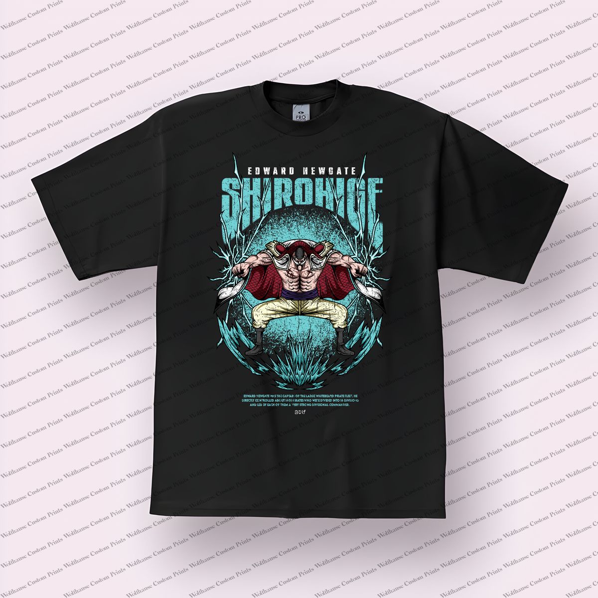 Whitebeard Quake Power Stance Teal Distressed Anime Graphic T-Shirt