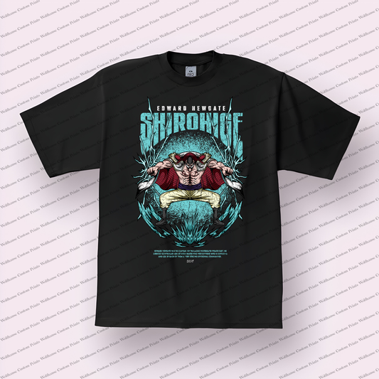 Whitebeard Quake Power Stance Teal Distressed Anime Graphic T-Shirt