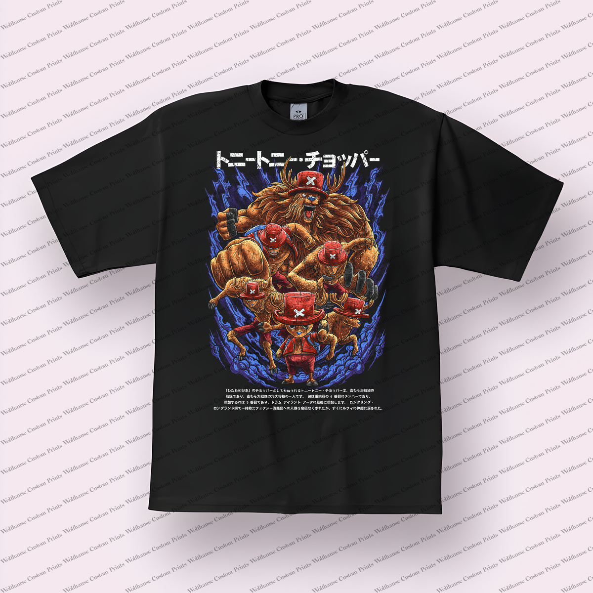 Chopper Multi-form Group Blue Distressed Anime Graphic T-Shirt