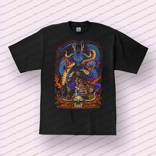 Kaido Dragon Form Skull Distressed Anime Graphic T-Shirt