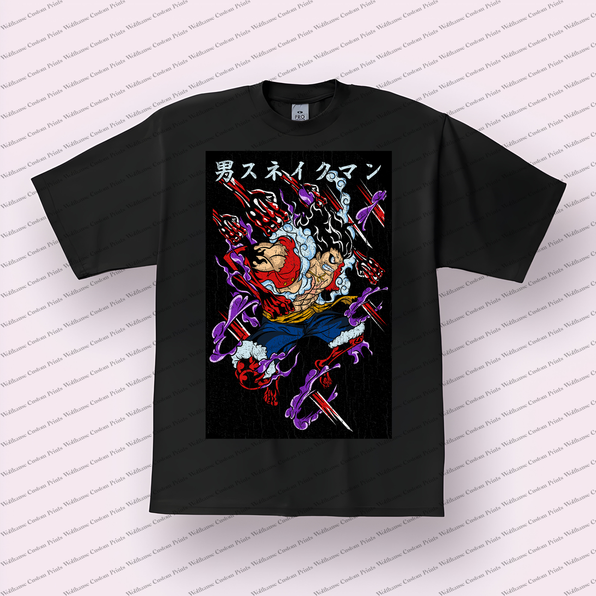 Luffy Snakeman Form Action Pose Distressed Anime Graphic T-Shirt