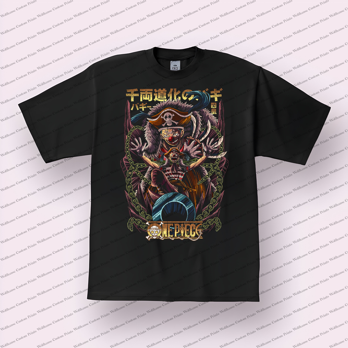Buggy Warlord Chains Portrait Distressed Anime Graphic T-Shirt