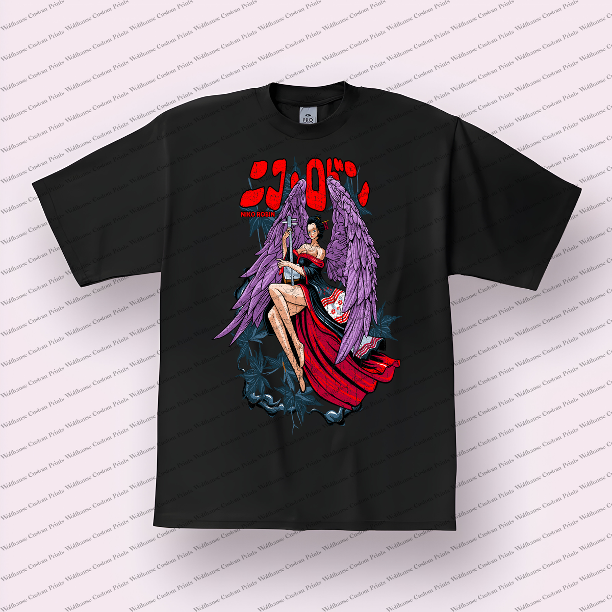 Robin Demon Wings Portrait Distressed Anime Graphic T-Shirt